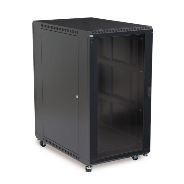 27U LINIER® Server Cabinet - Glass/Solid Doors - 36" Depth