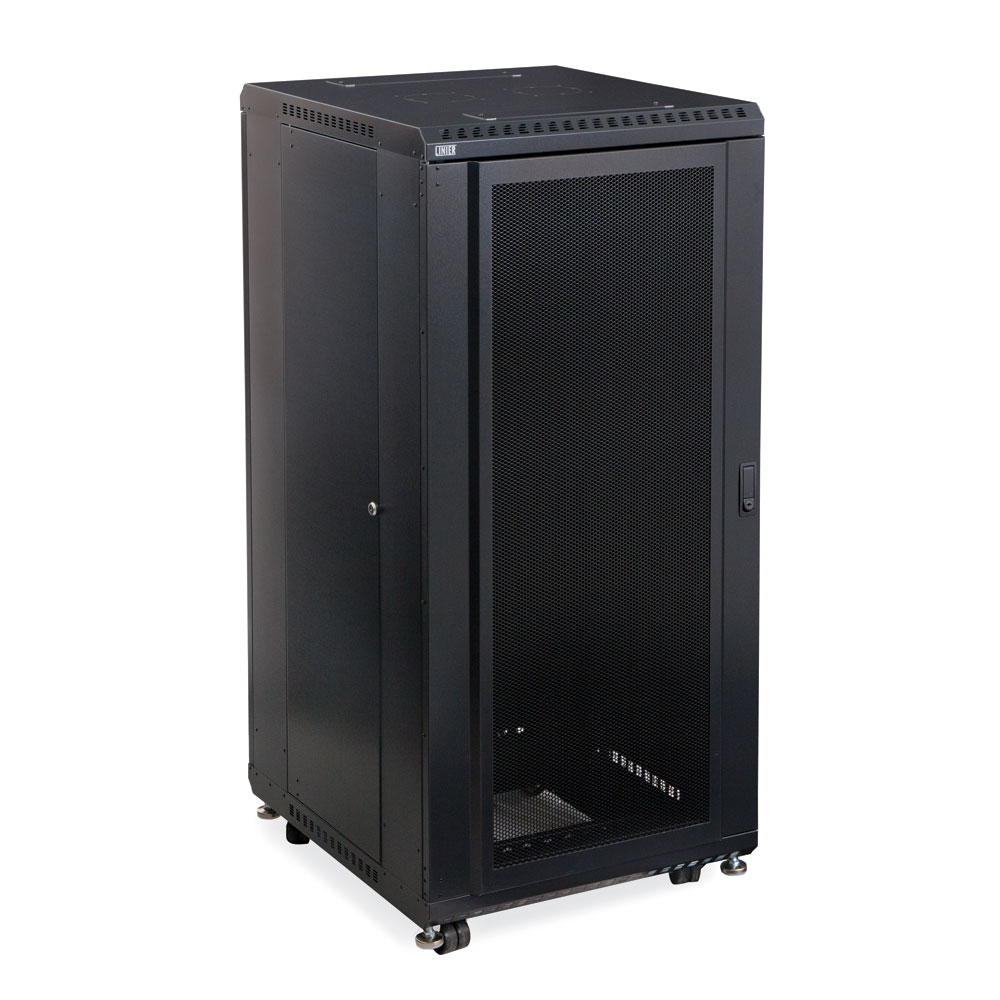27u Linier Server Cabinet Convex Glass Doors 24 Depth