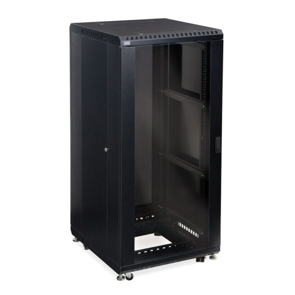 27U LINIER® Server Cabinet - Glass/Glass Doors - 24" Depth