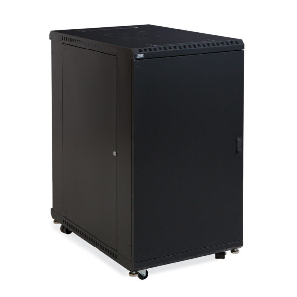 22U LINIER® Server Cabinet - Solid/Solid Doors - 36" Depth
