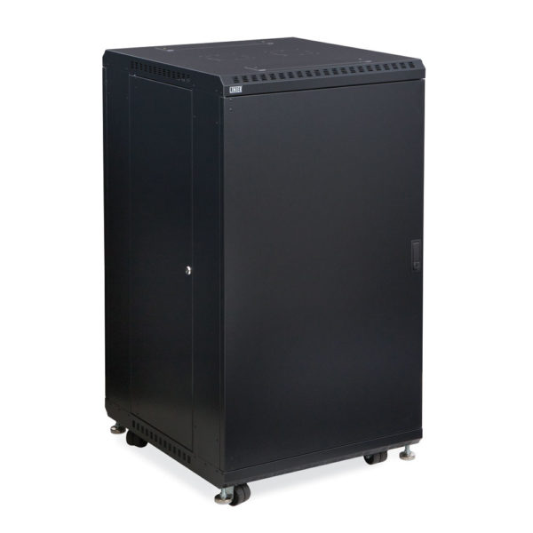 22U LINIER® Server Cabinet - Solid/Solid Doors - 24" Depth